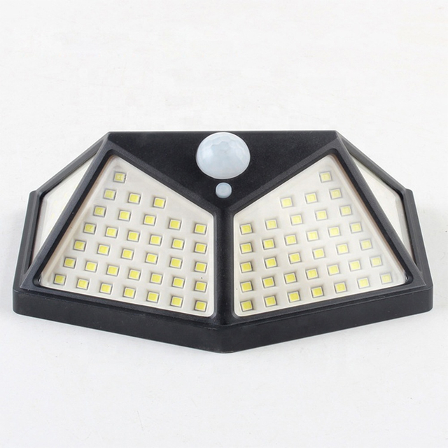Luz de parede LED solar com sensor de movimento 100 LEDs 3 modos de iluminação com carregamento solar à prova d'água 