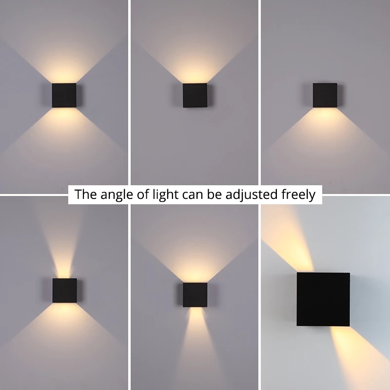 Lâmpada de parede LED moderna à prova d'água com luz decorativa ajustável ângulo de feixe